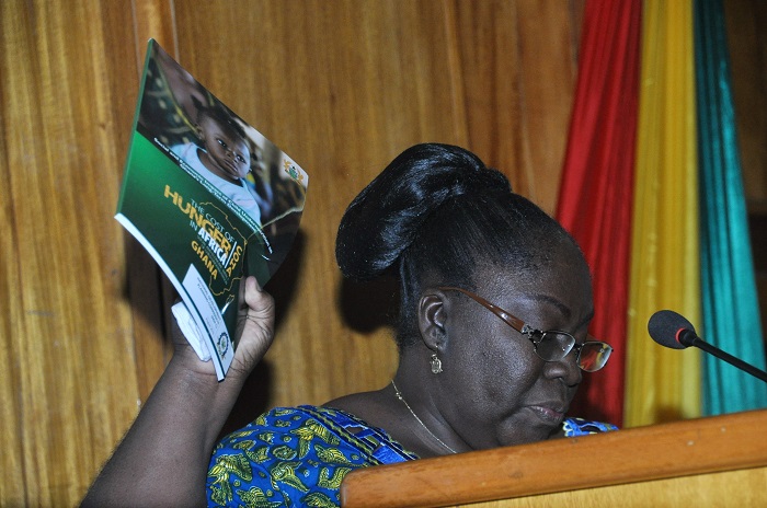 Dr Esther Ofei-Aboagye, Vice President, NDPC launching the hunger report in Accra. Picture: SAMEUL TEI ADANO